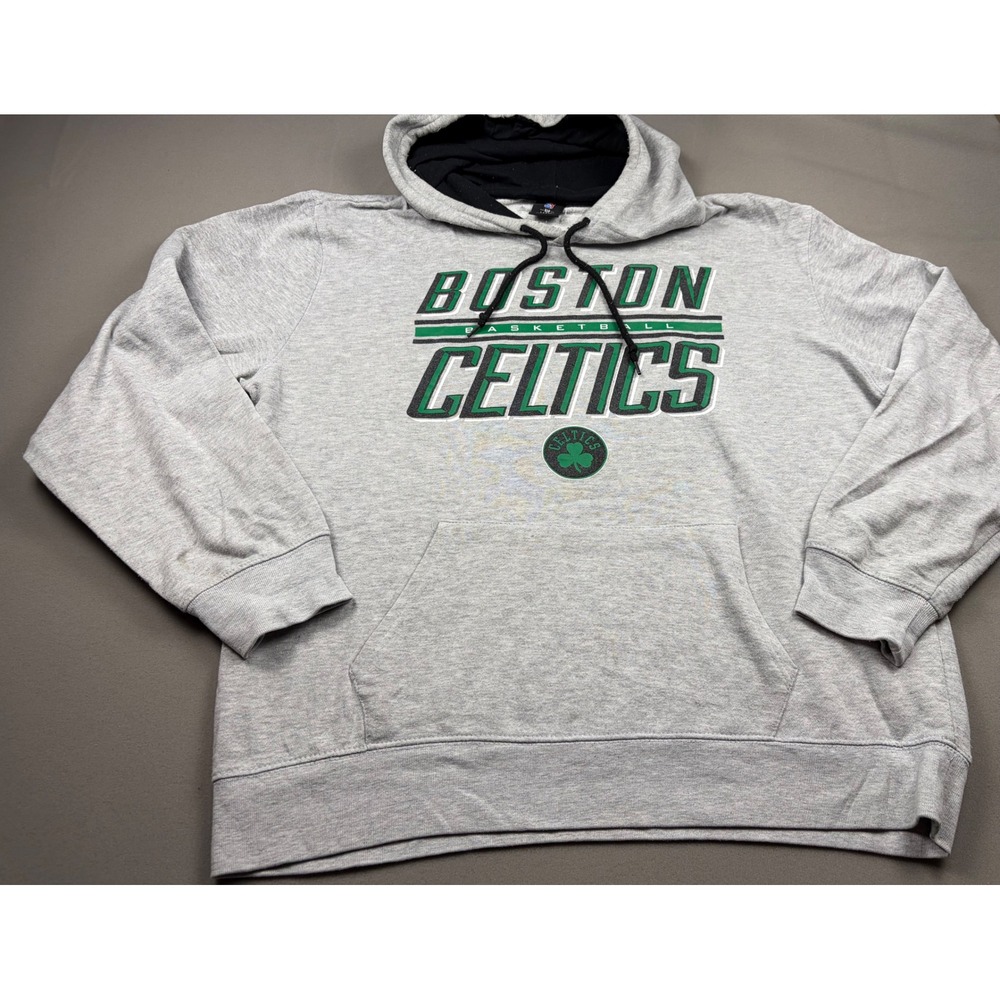 Boston Celtics NBA Hoodie Mens Large Gray Basketball Graphic Sweatshirt Fleece
